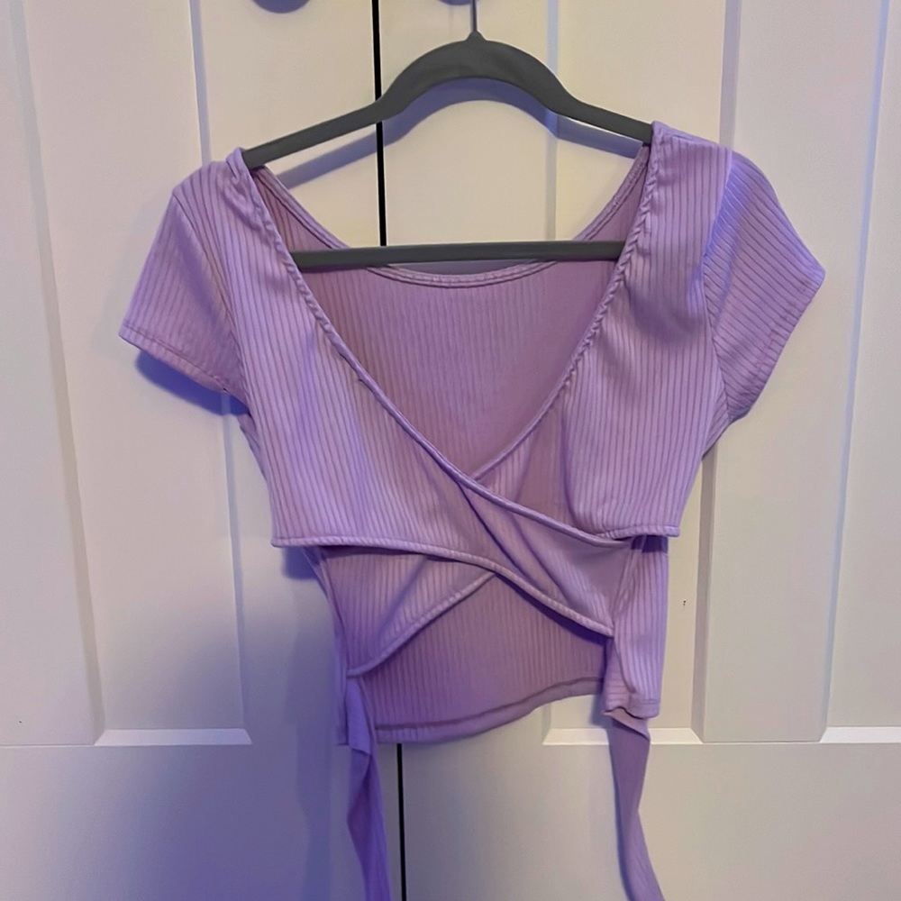 purple crop with crossed back